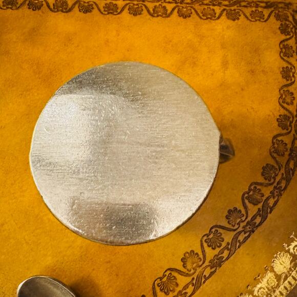 Vintage Pewter CARSON Baby Porridge Bowl Teddy Bear Handle Bowl Cup Spoon ABC - Picture 9 of 12